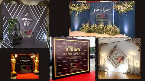 Geometric, floral and framed backdrops for celebrations and openings