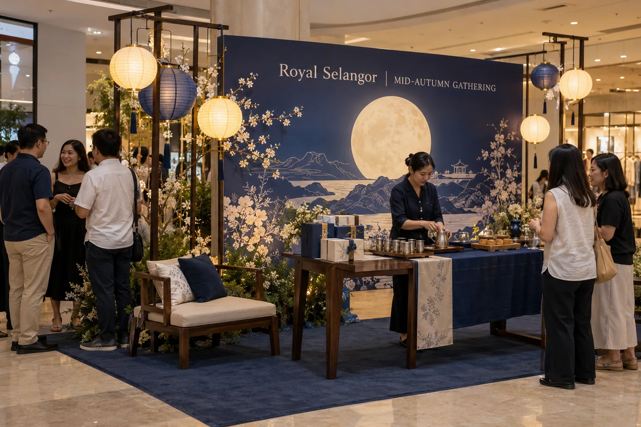 Royal Selangor mid-autumn festival design reference with mid-autumn tea and gifting portrait corner